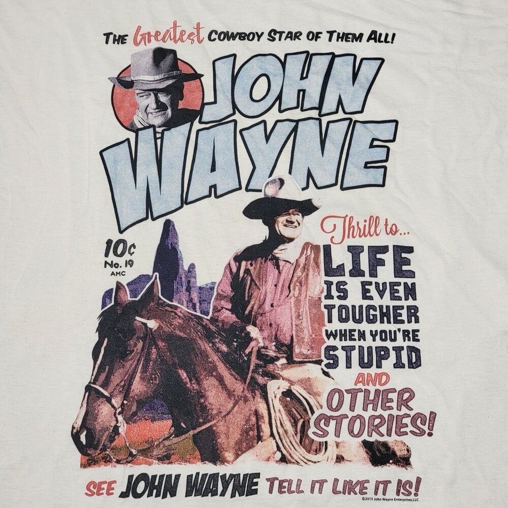 John Wayne SS White Unisex Tee "The Greatest Cowboy Star..." - Size XL